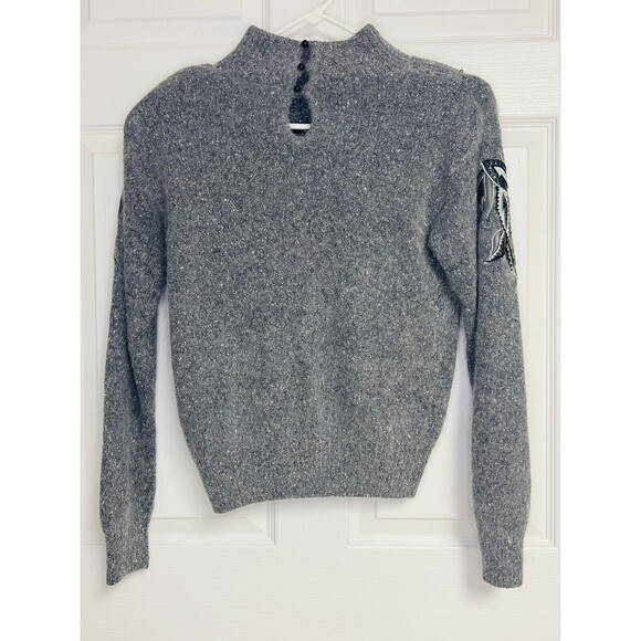 Vintage I.B. Diffusion 90's Angora Silk Gray Turtleneck Sweater S Faux Reptile - Picture 2 of 7
